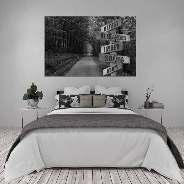 Forest Black And White Canvas With Customized Names