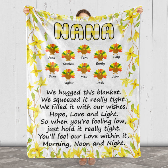 Customized Blanket For Nana With Grandkids Name