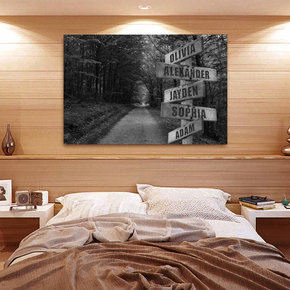 Forest Black And White Canvas With Customized Names