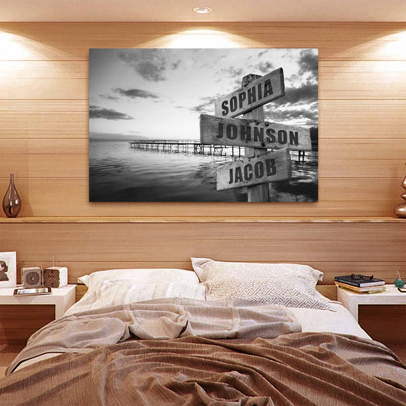 Ocean Street Sign Canvas With Multi Names