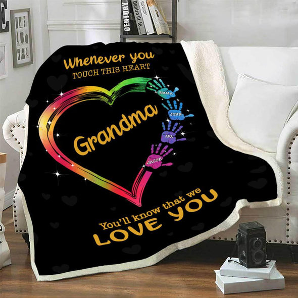 Grandma Whenever You Touch This Heart Personalized™ Blanket