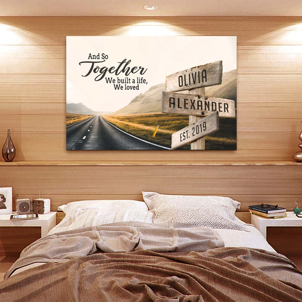 Together Lovers Canvas With Customized Name And Date