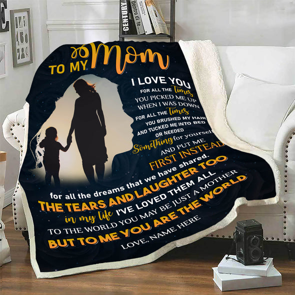 To My Mom I Love You Customized Fleece Blanket