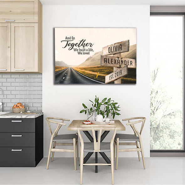 Together Lovers Canvas With Customized Name And Date