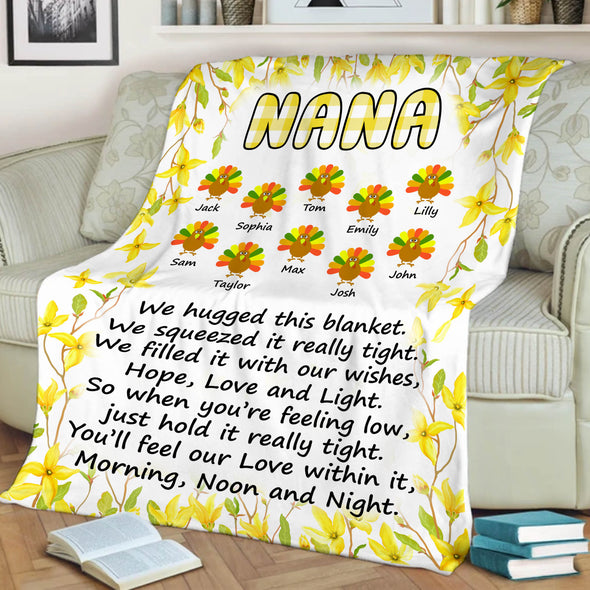 Customized Blanket For Nana With Grandkids Name