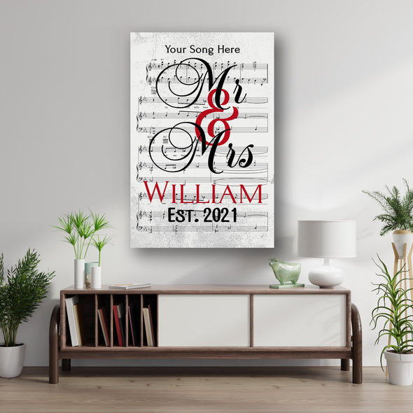 Mr. And Mrs. Customized Song Notes Canvas For Couples