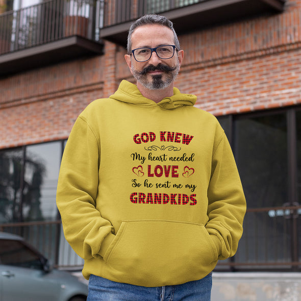 God Knew My Heart Needed Love So He Sent Me My Grandkids Hoodie For Grandparents