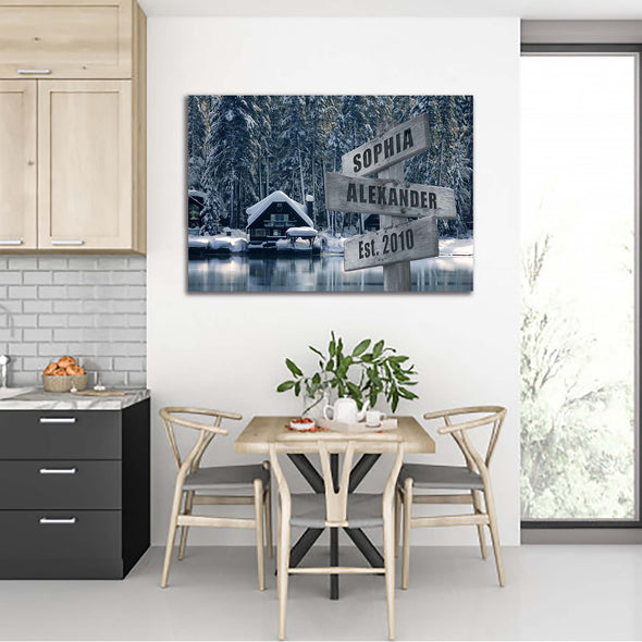 Perfect Gift For Couple With Customized Names And Date Winter Canvas
