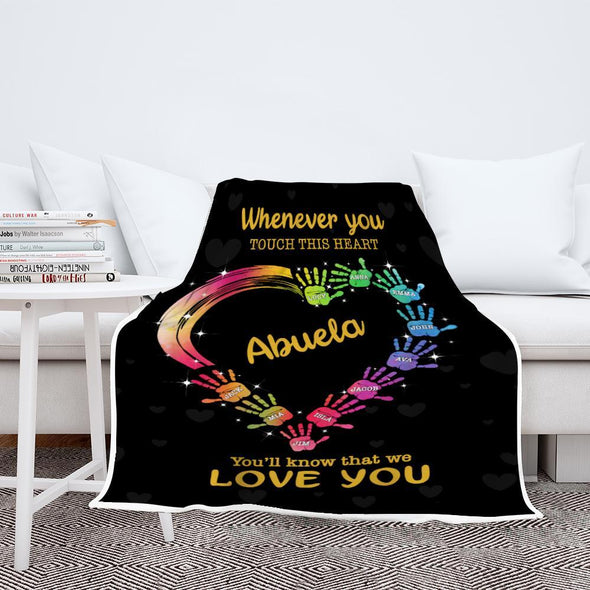 Grandma Whenever You Touch This Heart Personalized™ Blanket