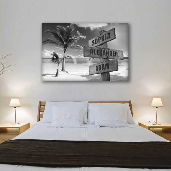 Beach Printed Street Sign Canvas With Names