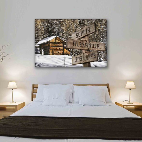 Forever and Always Winter Road Custom Canvas With Couple Names