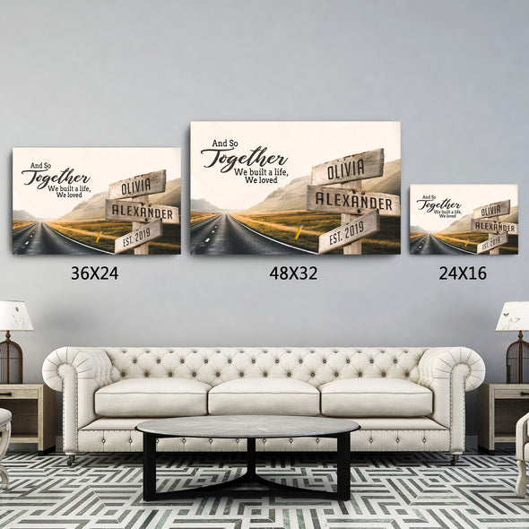 Together Lovers Canvas With Customized Name And Date