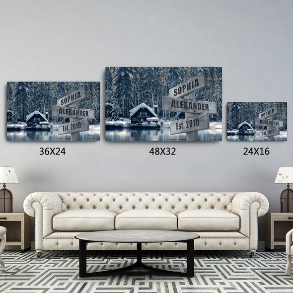 Perfect Gift For Couple With Customized Names And Date Winter Canvas