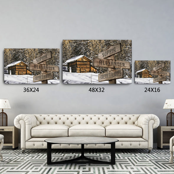 Forever and Always Winter Road Custom Canvas With Couple Names