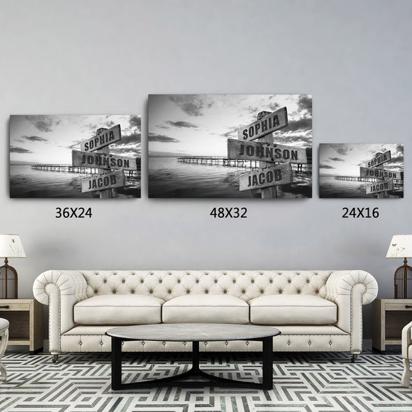 Ocean Street Sign Canvas With Multi Names