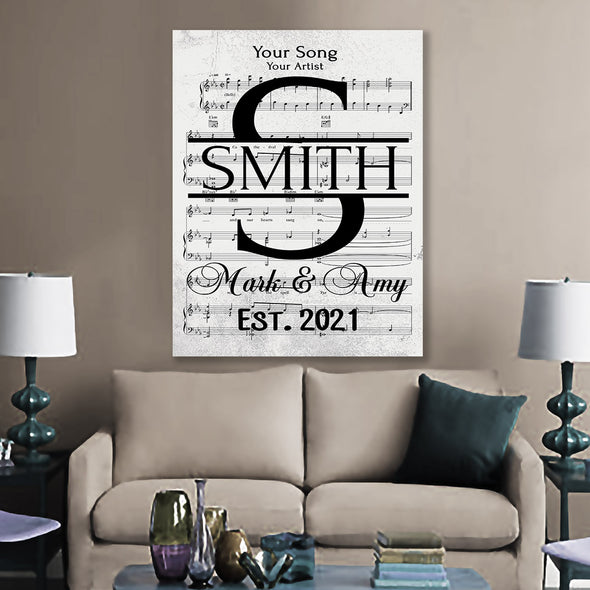 Customized Music Notes White Wall Art For Couples