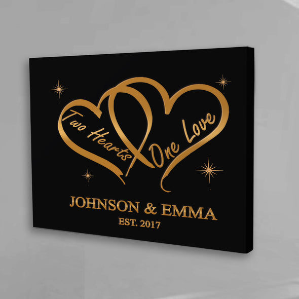 Personalized Two Hearts One Love Canvas