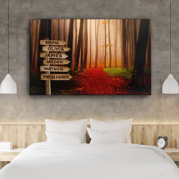 Mystery Forest Color Customized Canvas With Multi Names