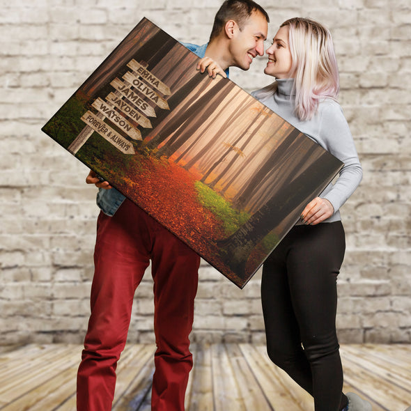 Mystery Forest Color Customized Canvas With Multi Names