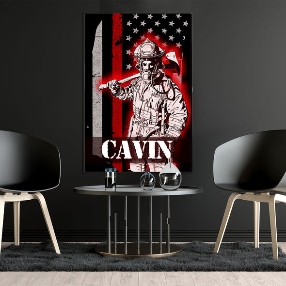 Personalized Firefighter Canvas Art