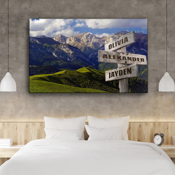 Mountain Range Color Customized Canvas With Multi Names