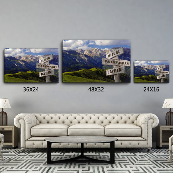 Mountain Range Color Customized Canvas With Multi Names