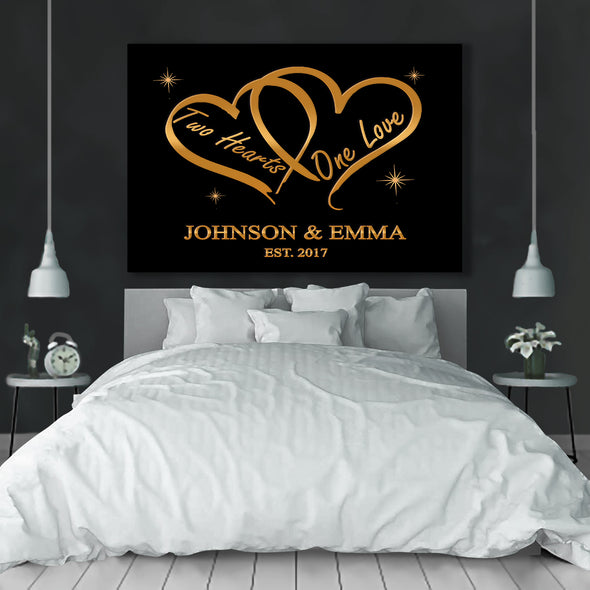 Personalized Two Hearts One Love Canvas
