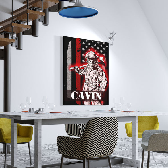 Personalized Firefighter Canvas Art