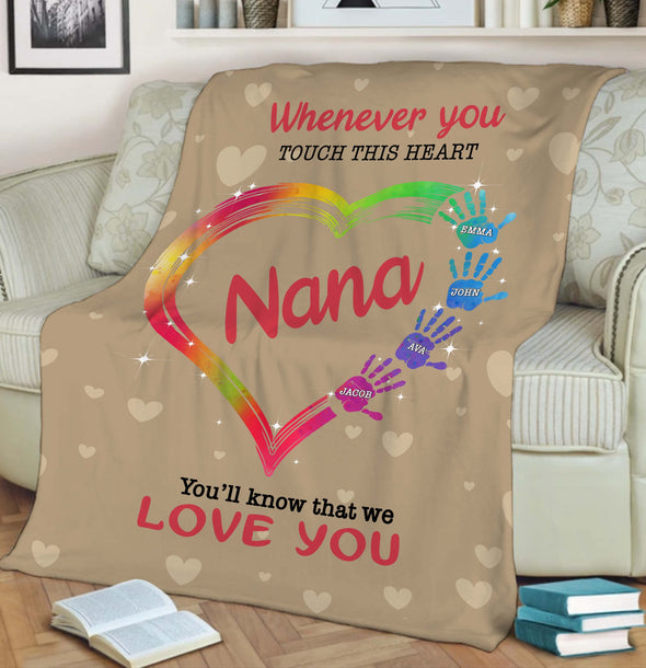 Grandma Whenever You Touch This Heart Personalized™ Blanket