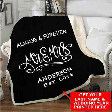 Always & Forever Personalized Couple Blanket With Name And Wedding Year