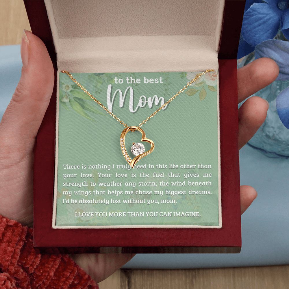 TO THE BEST MOM, FOREVER LOVE NECKLACE WITH MESSAGE CARD FOR MOM, BIRTHDAY, MOTHER'S DAY GIFT FOR HER