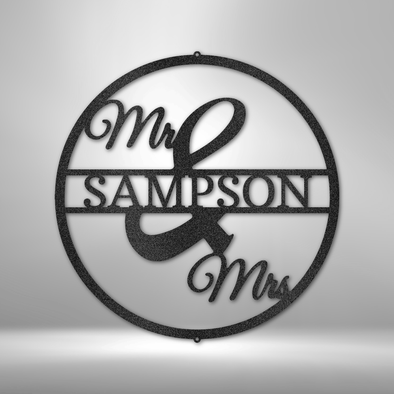 Mr. & Mrs. Circle Monogram - Steel Sign