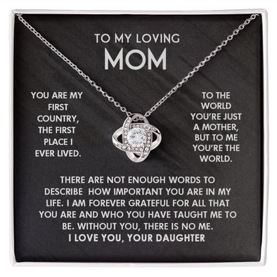 To My Loving Mom I Love You Knot Pendant For Mother's Day Gift From Daughter