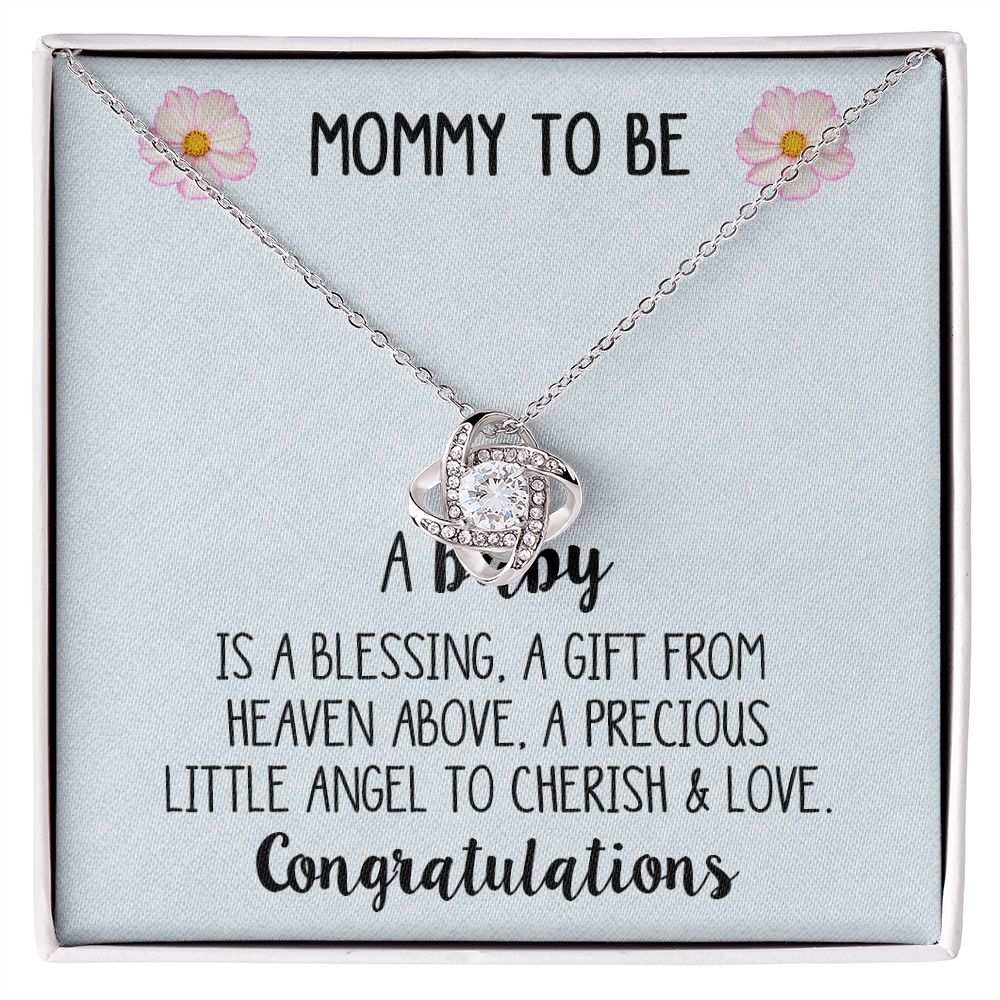 LOVE KNOT NECKLACE FOR MOMMY TO BE, GIFT FOR NEW MOM, BIRTHDAY, MOTHER'S DAY GIFT FOR HER, NECKLACE WITH MESSAGE CARD