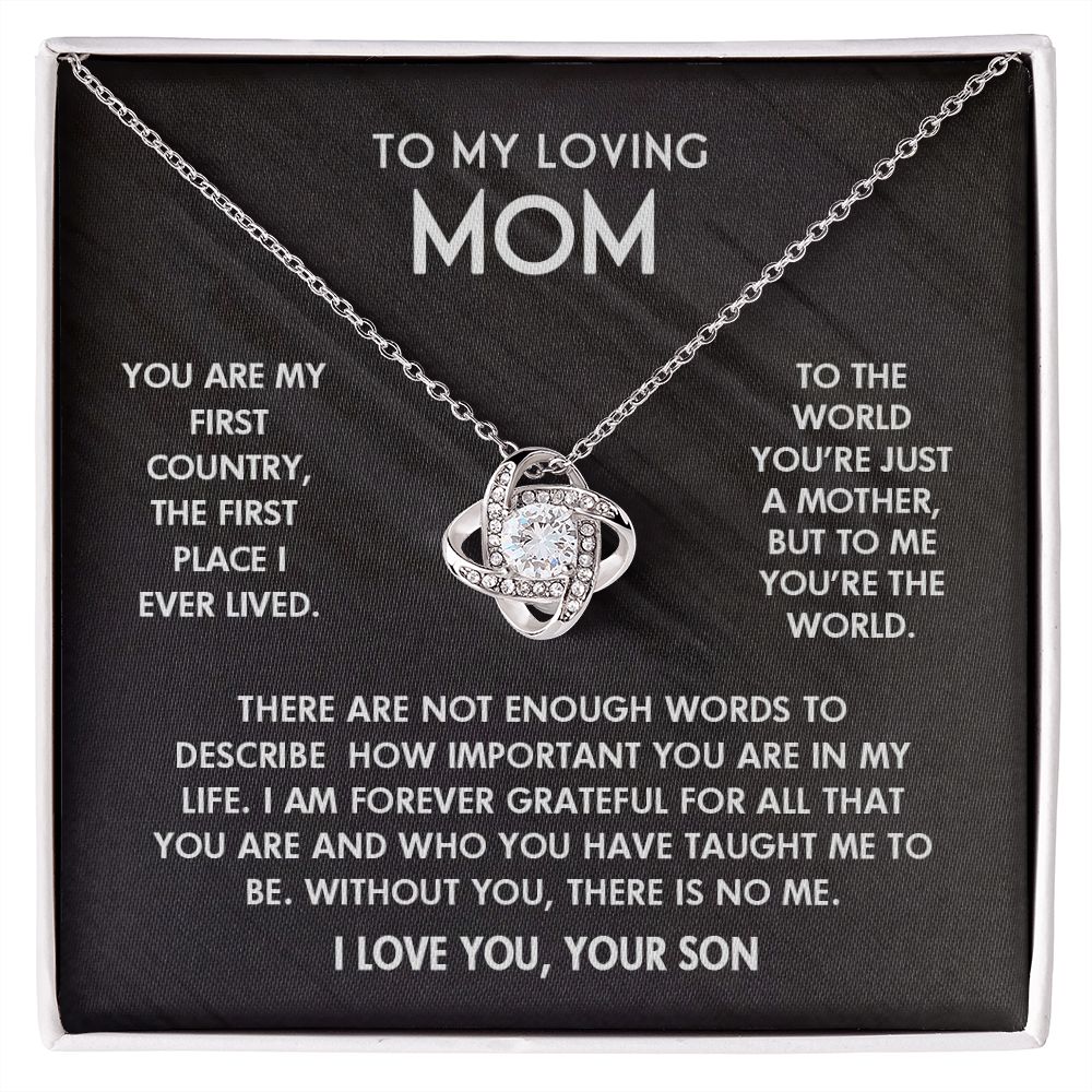 To My Loving Mom I Love You Knot Pendant For Mother's Day