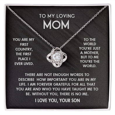 To My Loving Mom I Love You Knot Pendant For Mother's Day