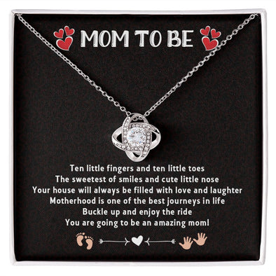 LOVE KNOT NECKLACE FOR MOM TO BE, GIFT FOR NEW MOM, BIRTHDAY/MOTHER'S DAY GIFT FOR HER, NECKLACE WITH MESSAGE CARD