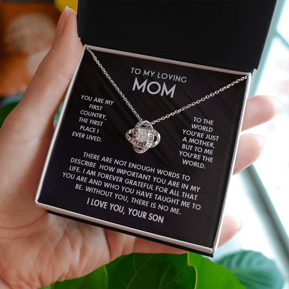 To My Loving Mom I Love You Knot Pendant For Mother's Day
