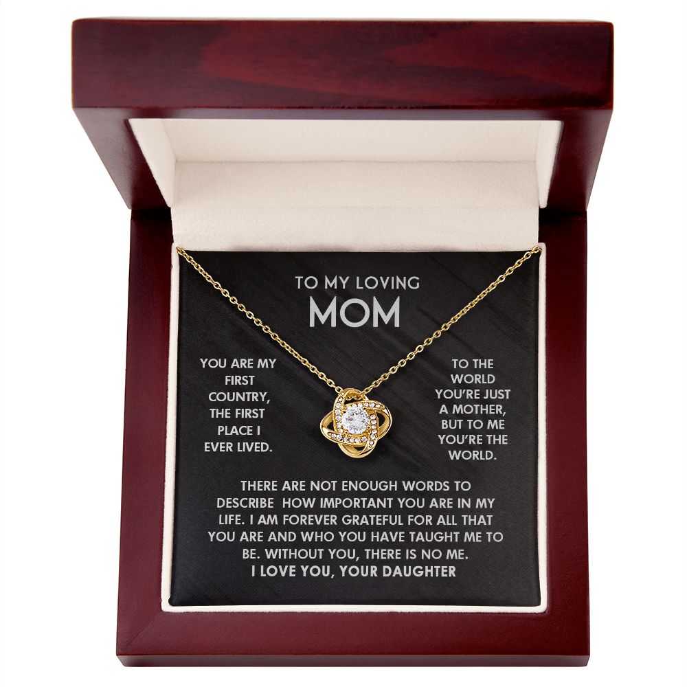 To My Loving Mom I Love You Knot Pendant For Mother's Day Gift From Daughter