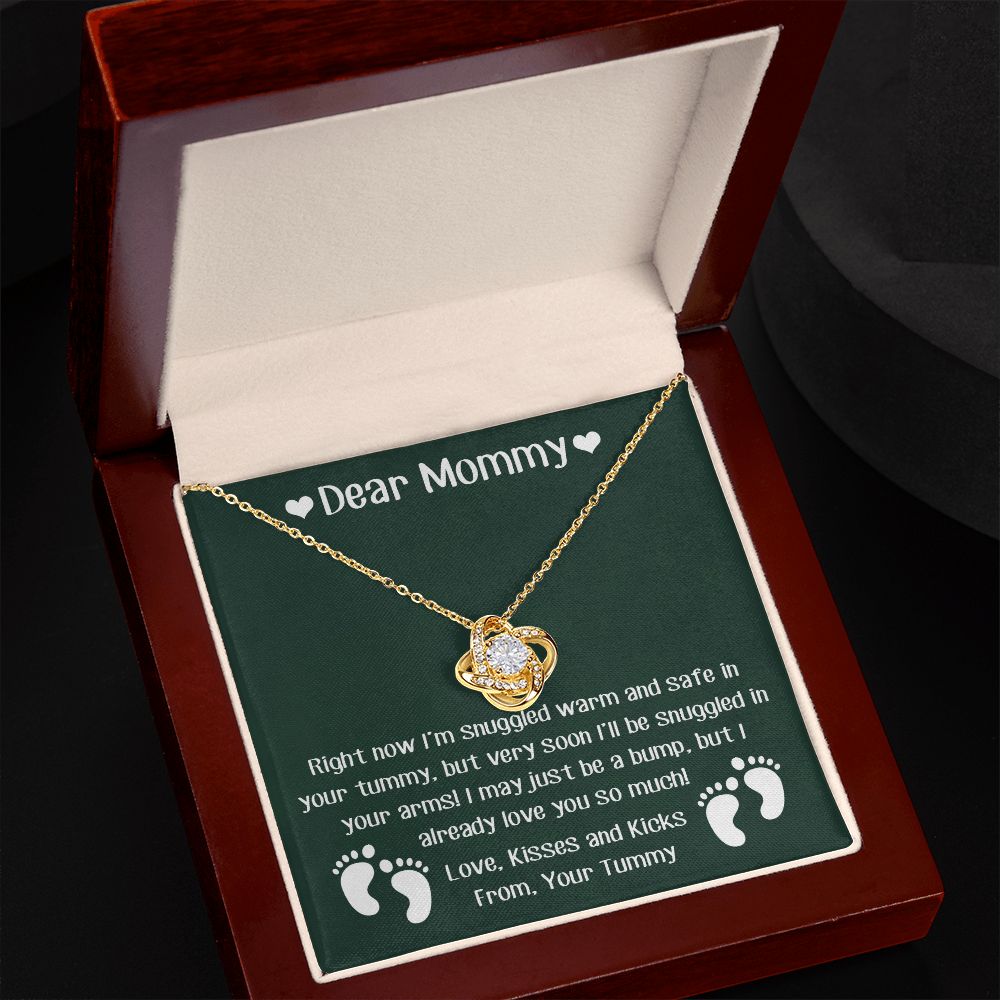 DEAR MOMMY, LOVE KNOT NECKLACE FOR MOMMY TO BE, GIFT FOR NEW MOM, BIRTHDAY, MOTHER'S DAY GIFT FOR HER, NECKLACE WITH MESSAGE CARD