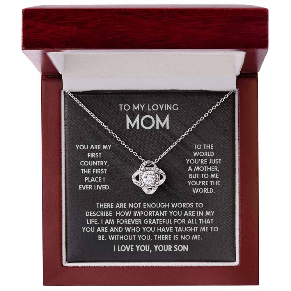 To My Loving Mom I Love You Knot Pendant For Mother's Day