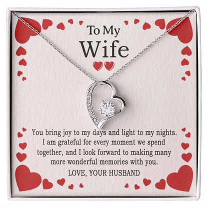 TO MY WIFE, FOREVER LOVE NECKLACE AND MESSAGE CARD, ANNIVERSARY, BIRTHDAY, GIFT FOR HER, JEWELRY FOR HER, PENDANT FOR HER