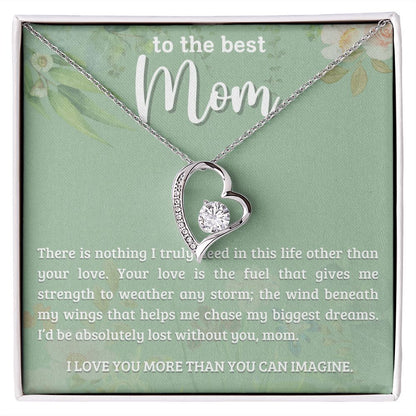 TO THE BEST MOM, FOREVER LOVE NECKLACE WITH MESSAGE CARD FOR MOM, BIRTHDAY, MOTHER'S DAY GIFT FOR HER