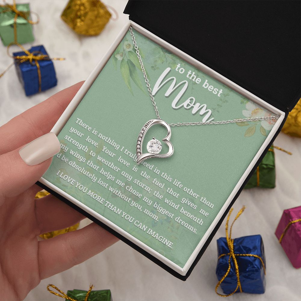 TO THE BEST MOM, FOREVER LOVE NECKLACE WITH MESSAGE CARD FOR MOM, BIRTHDAY, MOTHER'S DAY GIFT FOR HER