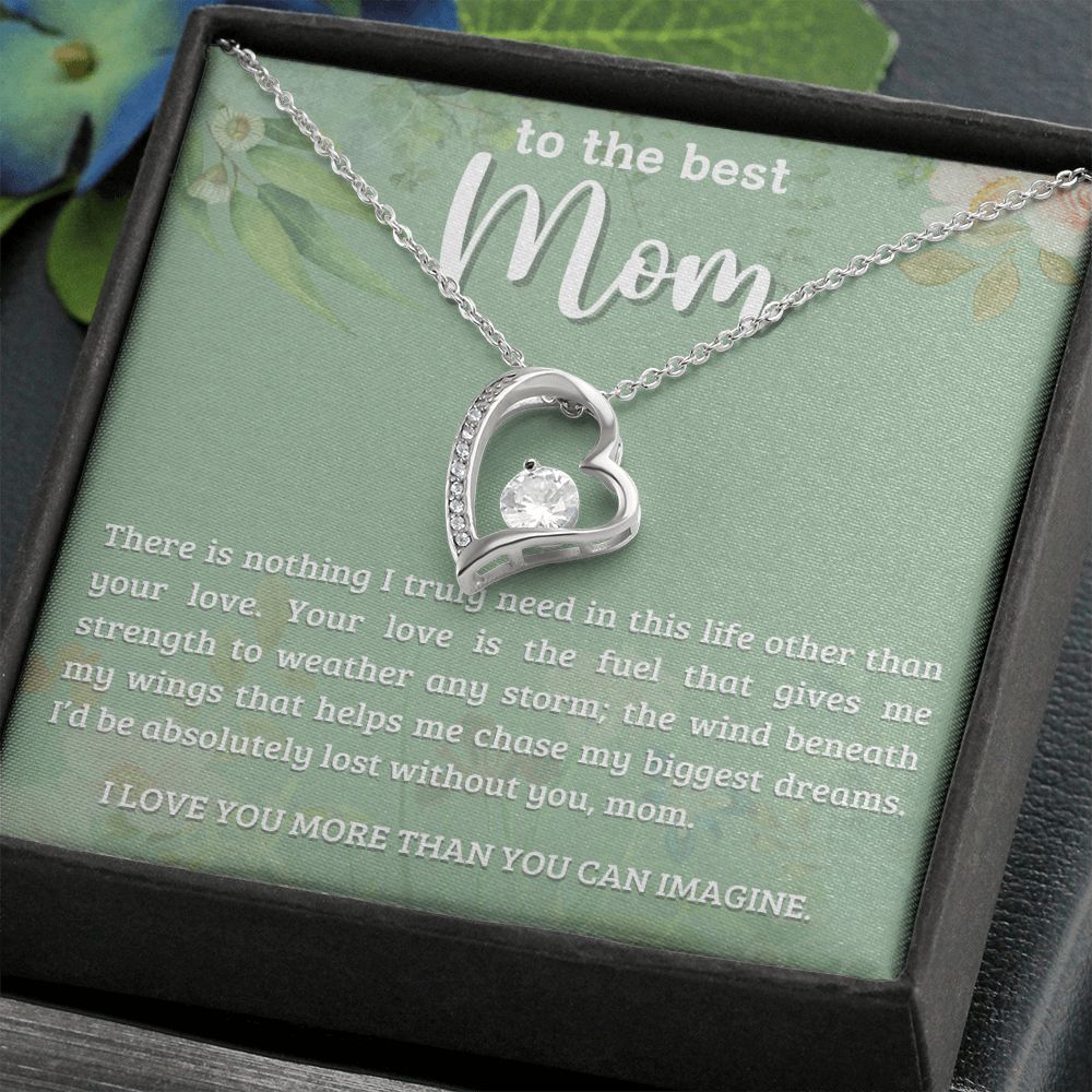 TO THE BEST MOM, FOREVER LOVE NECKLACE WITH MESSAGE CARD FOR MOM, BIRTHDAY, MOTHER'S DAY GIFT FOR HER