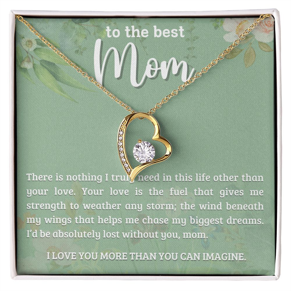 TO THE BEST MOM, FOREVER LOVE NECKLACE WITH MESSAGE CARD FOR MOM, BIRTHDAY, MOTHER'S DAY GIFT FOR HER