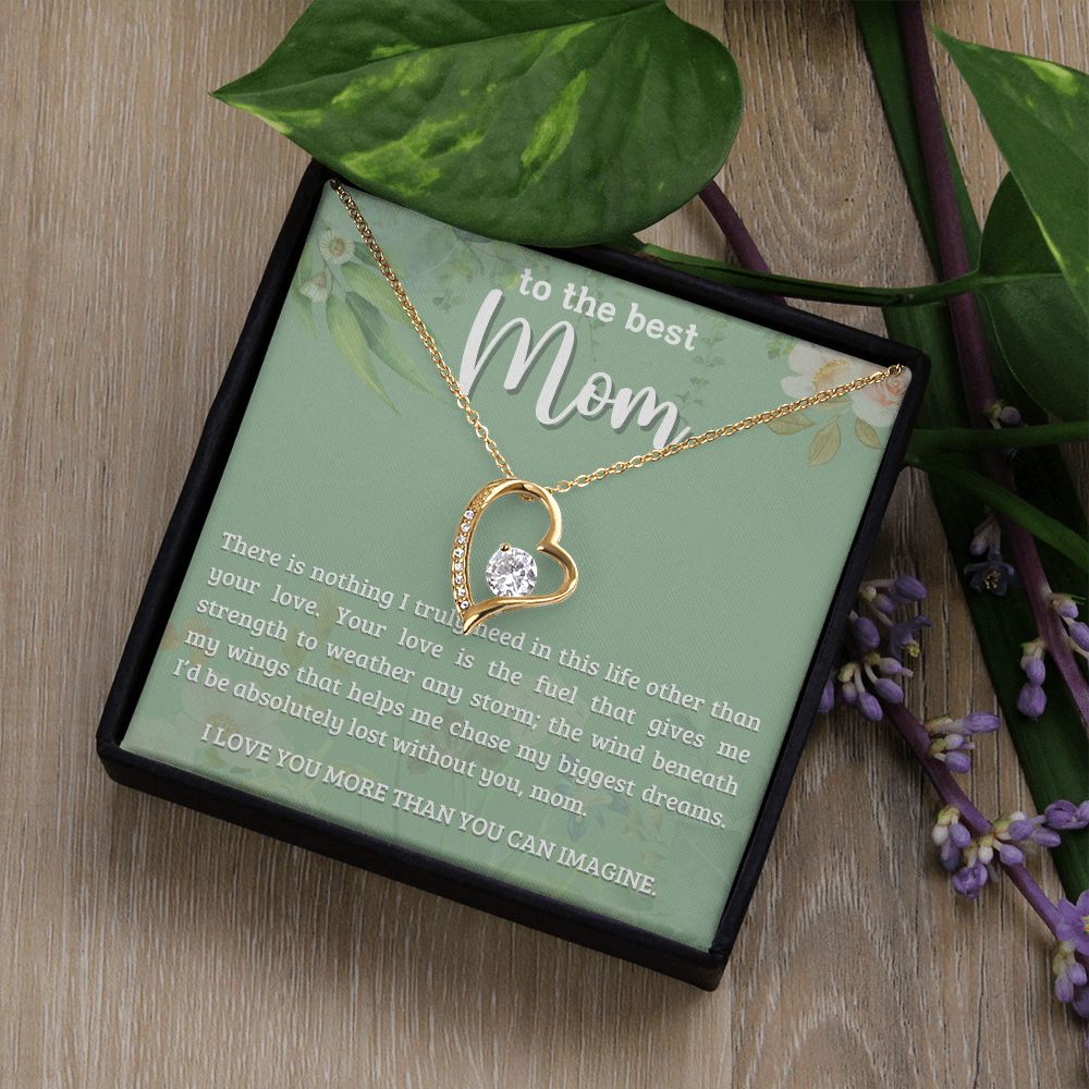 TO THE BEST MOM, FOREVER LOVE NECKLACE WITH MESSAGE CARD FOR MOM, BIRTHDAY, MOTHER'S DAY GIFT FOR HER