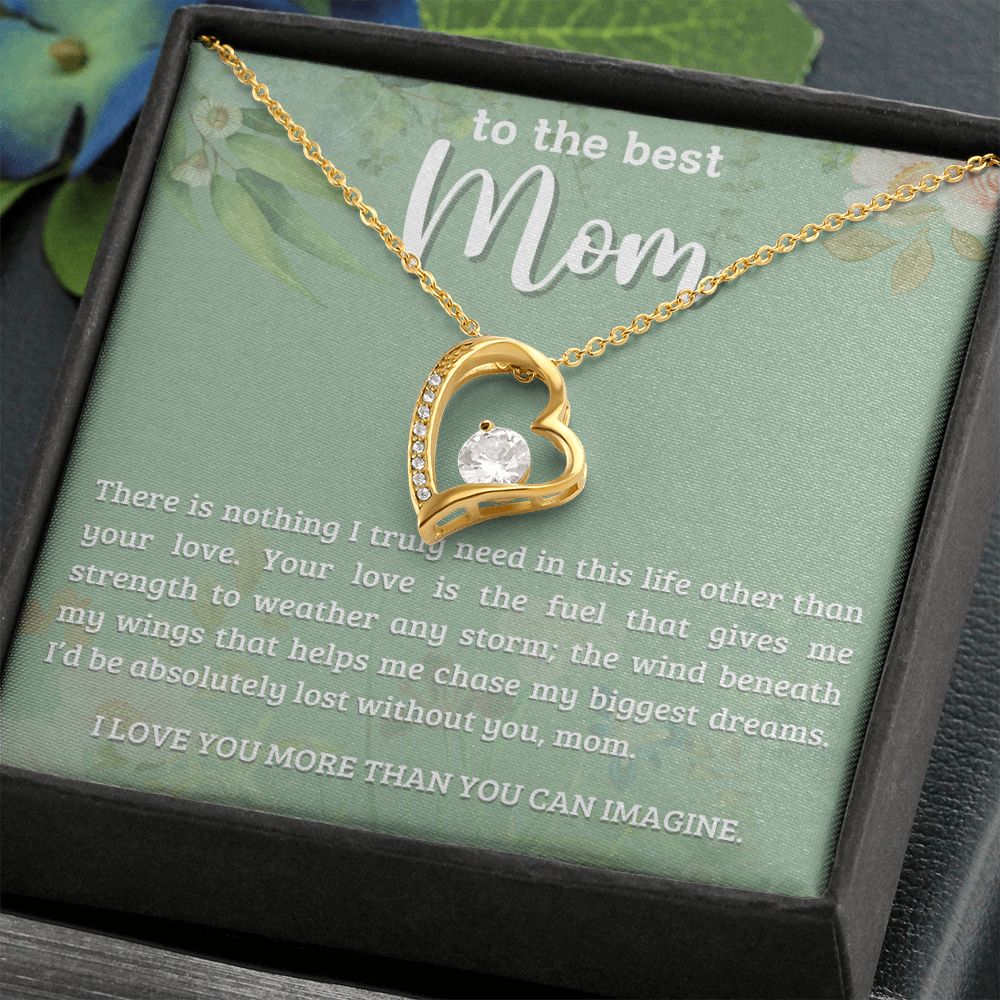 TO THE BEST MOM, FOREVER LOVE NECKLACE WITH MESSAGE CARD FOR MOM, BIRTHDAY, MOTHER'S DAY GIFT FOR HER