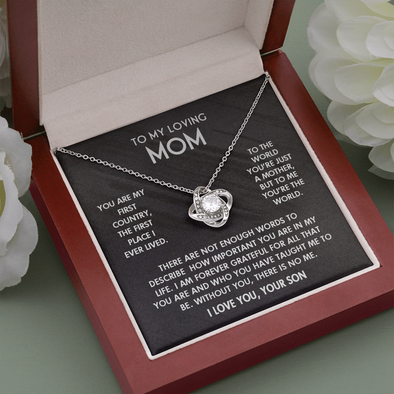 To My Loving Mom -  I Love You Knot Necklace