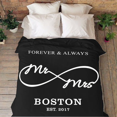 Love You "Always & Forever" Personalized Mr & Mrs Blanket